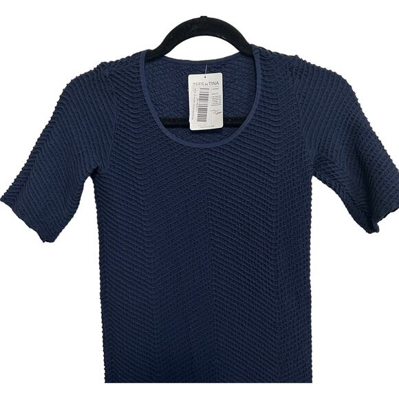 NWT Tees By Tina One Size Seamless Bodycon Dress Stretch Navy Slimming O/S - Picture 3 of 9